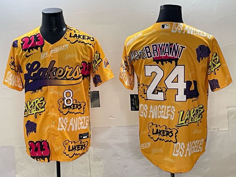 Men Los Angeles Lakers Nike #24 Bryant yellow NBA 2025 Jersey style 05